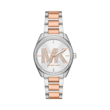 Montre à quartz en acier - Argenté et doré rose - 02 - 33892947