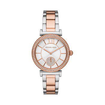 Montre à quartz en acier - Argenté et doré rose - 02 - 33892949