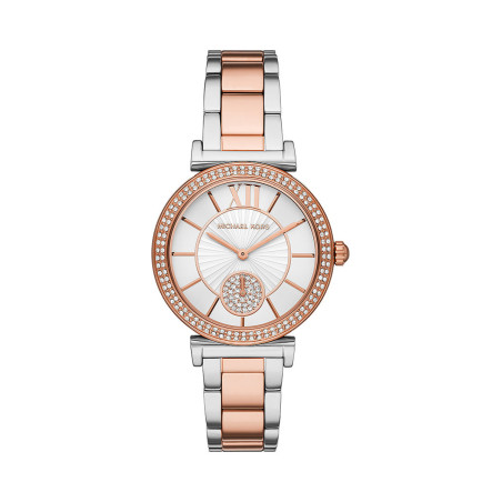 Montre à quartz en acier - Argenté et doré rose - 02 - 33892949