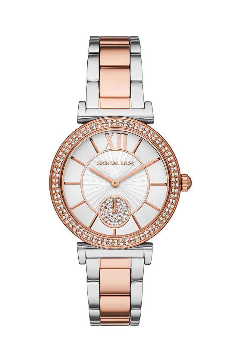 Montre à quartz en acier - Argenté et doré rose - 02 - 33892949