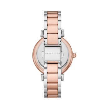 Montre à quartz en acier - Argenté et doré rose - 02 - 33892949