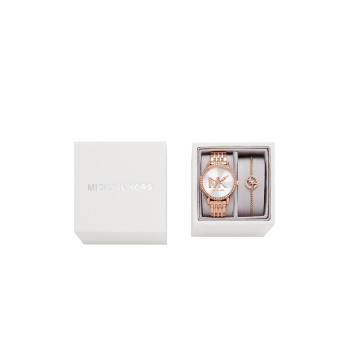 Coffret montre à quartz en acier et bracelet - Doré rose - 02 - 33892916