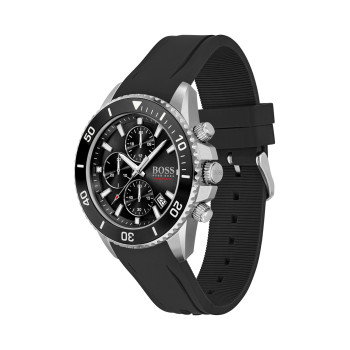 Montre à quartz en silicone - Chronographe - Doré et noir - 02 - 33390893