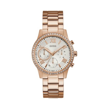 Montre à quartz en acier - Chronographe - Doré rose et blanc - 02 - 29812909