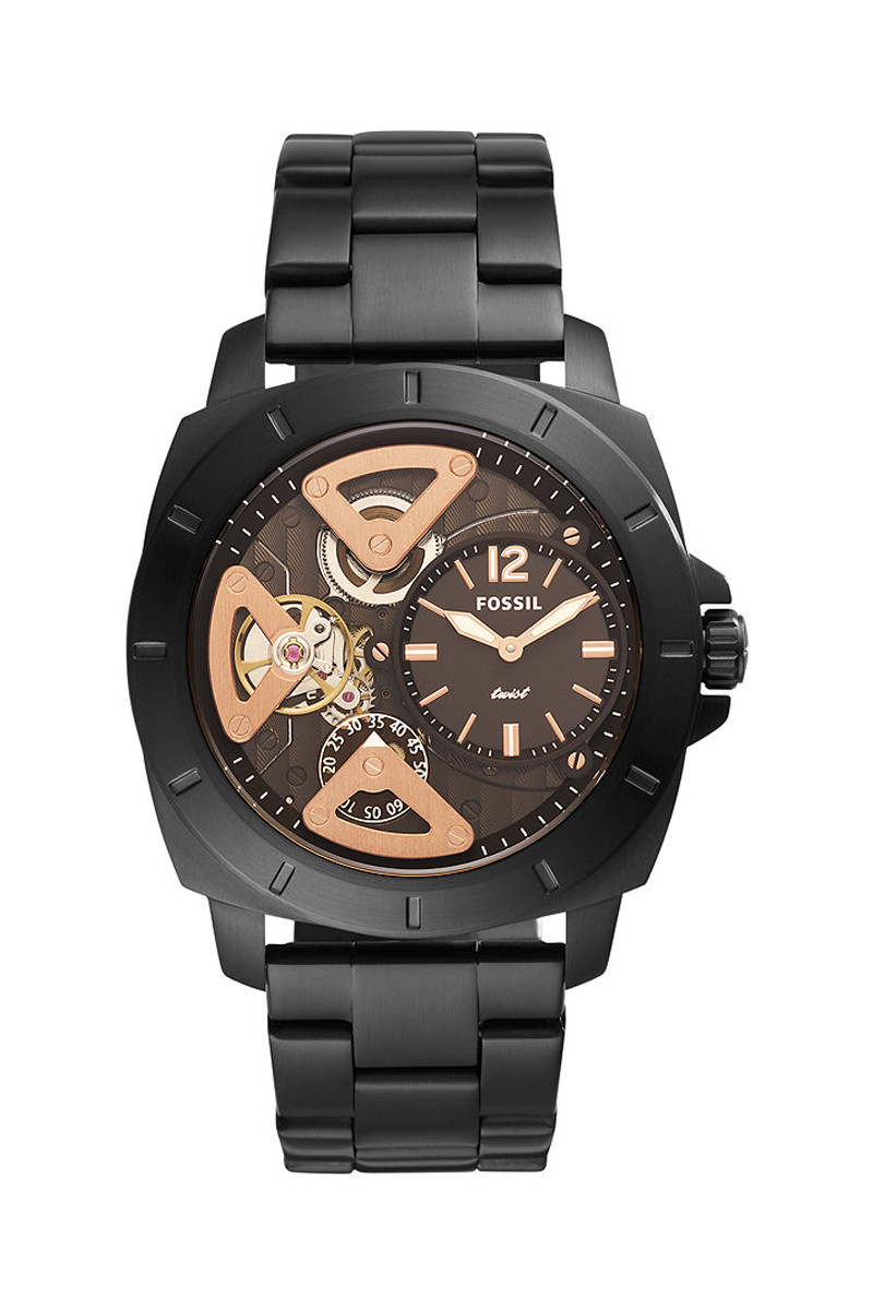 Montre à quartz en acier Privateer - Noir et marron - 02 - 33905989