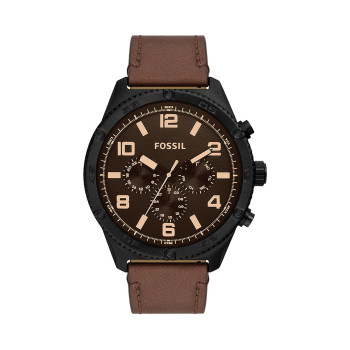 Montre à quartz en cuir Brox - Marron et noir - 02 - 33906024