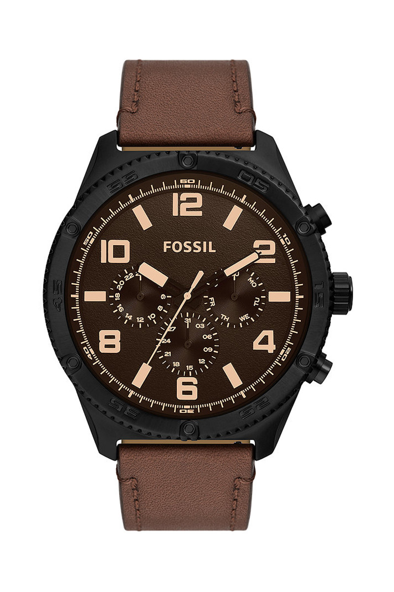 Montre à quartz en cuir Brox - Marron et noir - 02 - 33906024