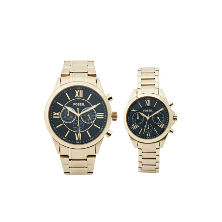 Coffret 2 montres à quartz en acier Flynn Set Fossil - Chronographe - Doré et noir - 02 - 33906036