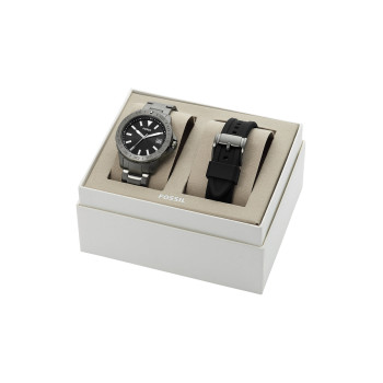 Coffret montre à quartz et bracelets en acier et silicone Bannon - 02 - 33906045