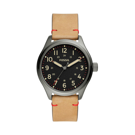 Montre à quartz en cuir - Beige et noir - 02 - 33906047