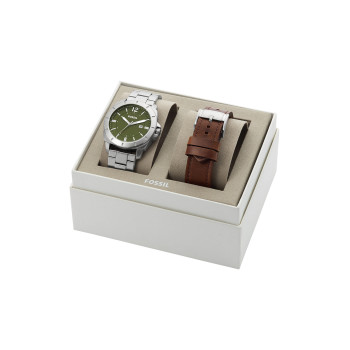 Coffret montre à quartz et bracelets en acier et cuir Privateer - 02 - 33906048