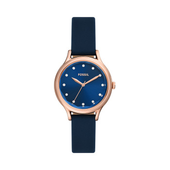 Montre à quartz en cuir Laney - Bleu marine et doré rose - 02 - 33906050