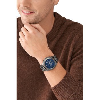 Montre à quartz en acier Privateer - Gris foncé et bleu - 02 - 33906059