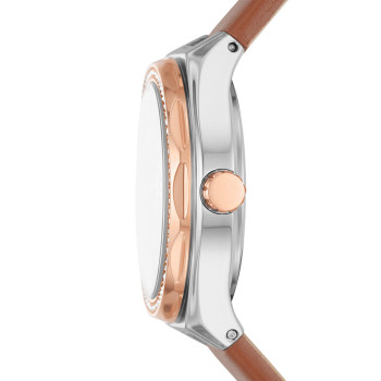 Montre à quartz en cuir Eevie - Marron et doré rose - 02 - 33906080