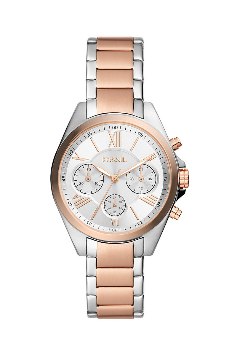 Montre à quartz en acier Modern Courier - Chronographe - Argenté et doré rose - 02 - 33906094