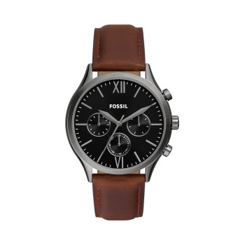 Montre à quartz en cuir Fenmore - Marron et argenté - 02 - 33906330