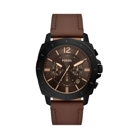 Montre à quartz en cuir Privateer - Chronographe - Marron et noir - 02 - 33906334