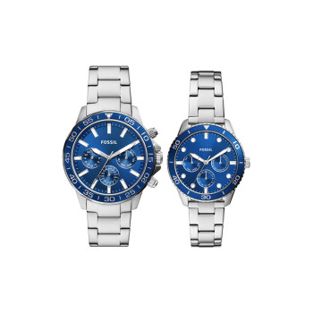 Coffret 2 montres à quartz en acier Bannon - Argenté et bleu roi - 02 - 33906338