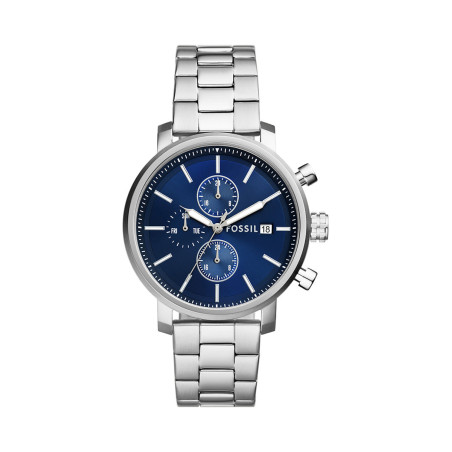 Montres à quartz en acier Rhett - Argenté et bleu foncé - 02 - 33906341