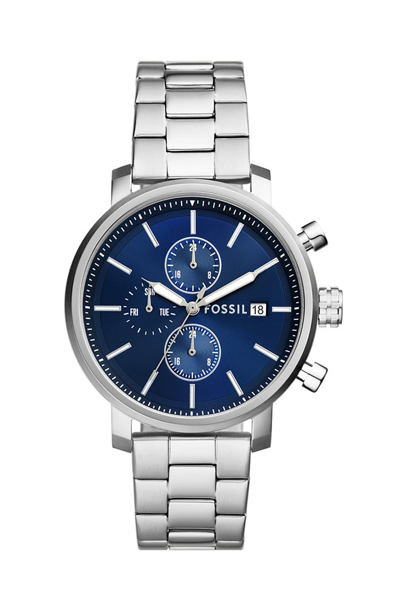 Montres à quartz en acier Rhett - Argenté et bleu foncé - 02 - 33906341