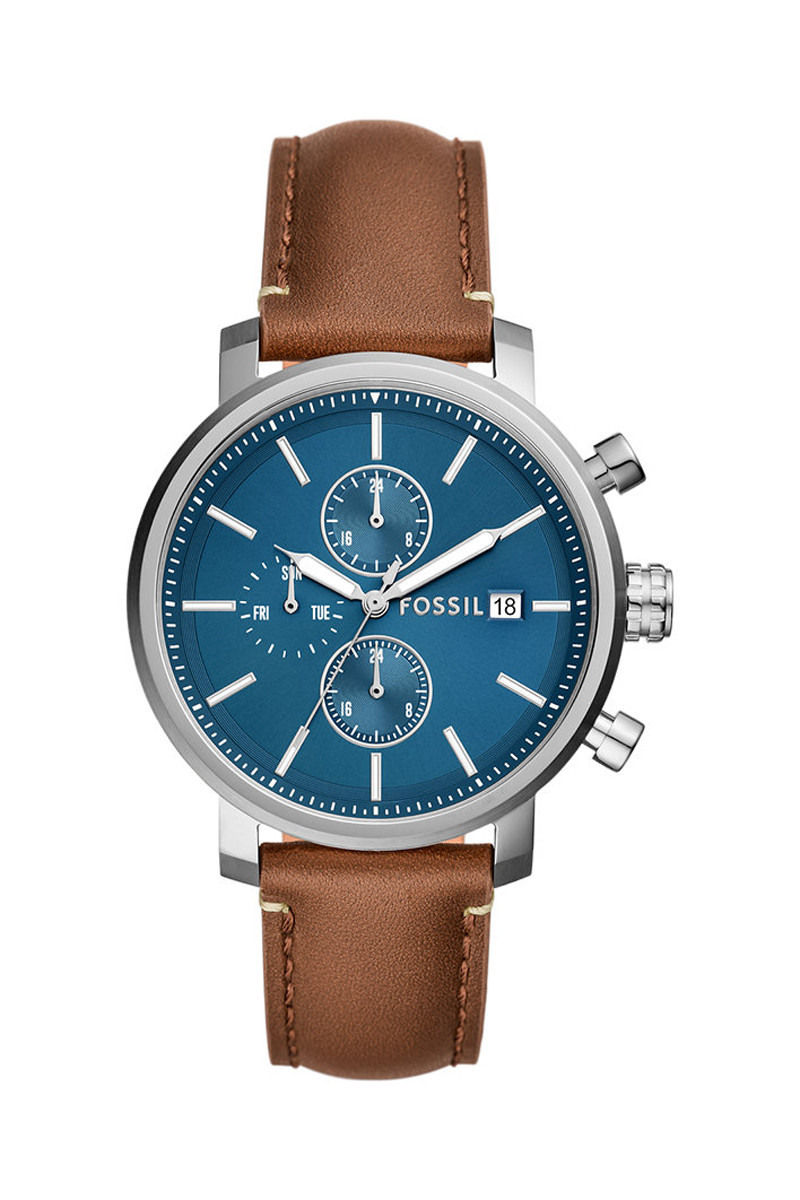 Montre à quartz en cuir Rhett - Marron et argenté - 02 - 33906342