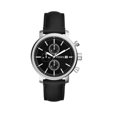 Montre à quartz en cuir Rhett - Noir et argenté - 02 - 33906344