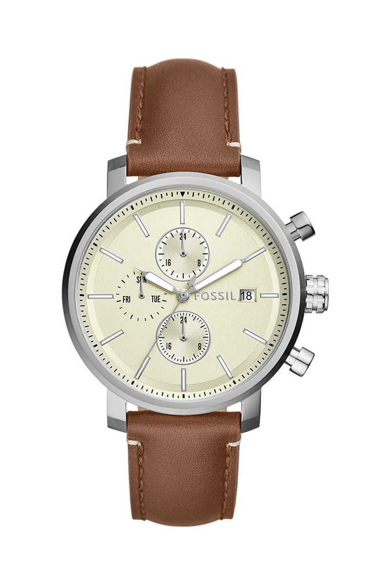 Montre à quartz en cuir Rhett - Marron et argenté - 02 - 33906345