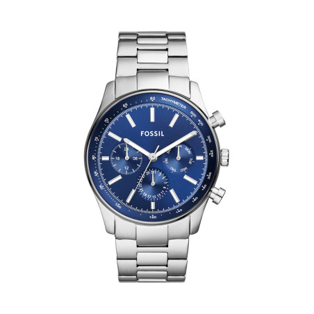 Montre à quartz en acier Sullivan - Tachymètre - Argenté et bleu marine - 02 - 33906348