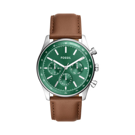 Montre à quartz en cuir Sullivan - Tachymètre - Camel et vert foncé - 02 - 33906352