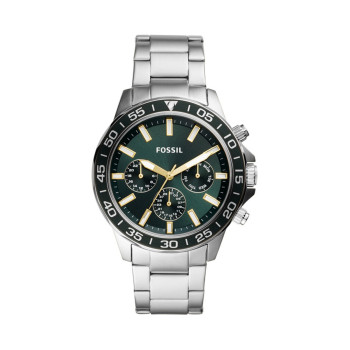 Montre à quartz en acier - Argenté et vert foncé - 02 - 33906419