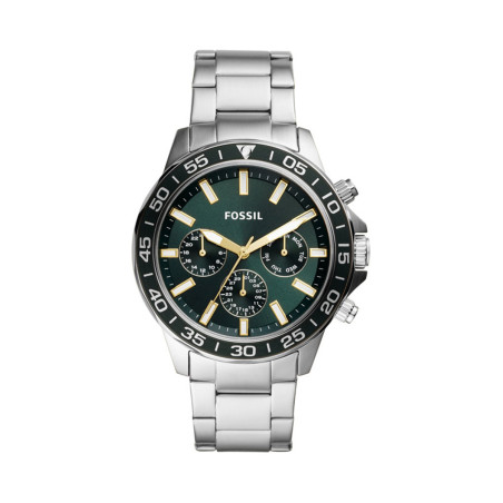 Montre à quartz en acier - Argenté et vert foncé - 02 - 33906419