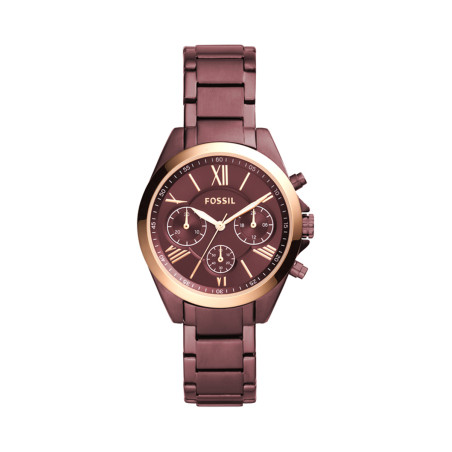 Montre à quartz en acier - Bordeaux et doré rose - 02 - 33906664