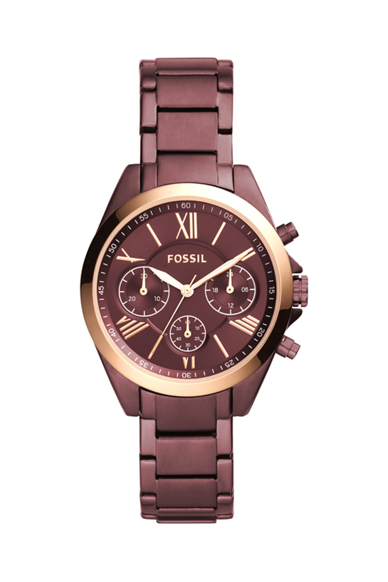 Montre à quartz en acier - Bordeaux et doré rose - 02 - 33906664