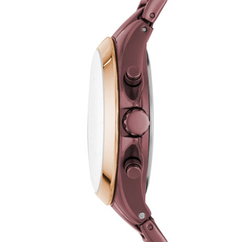 Montre à quartz en acier - Bordeaux et doré rose - 02 - 33906664