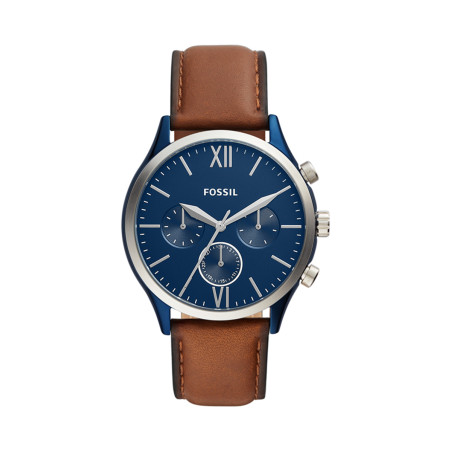 Montre à quartz en cuir Fenmore - Marron et bleu - 02 - 33906670