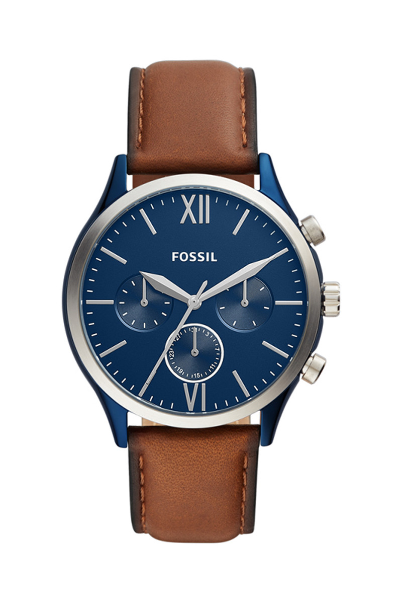 Montre à quartz en cuir Fenmore - Marron et bleu - 02 - 33906670