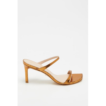 Mules à talons en cuir de chèvre Aleena - Bronze - 02 - 33856217