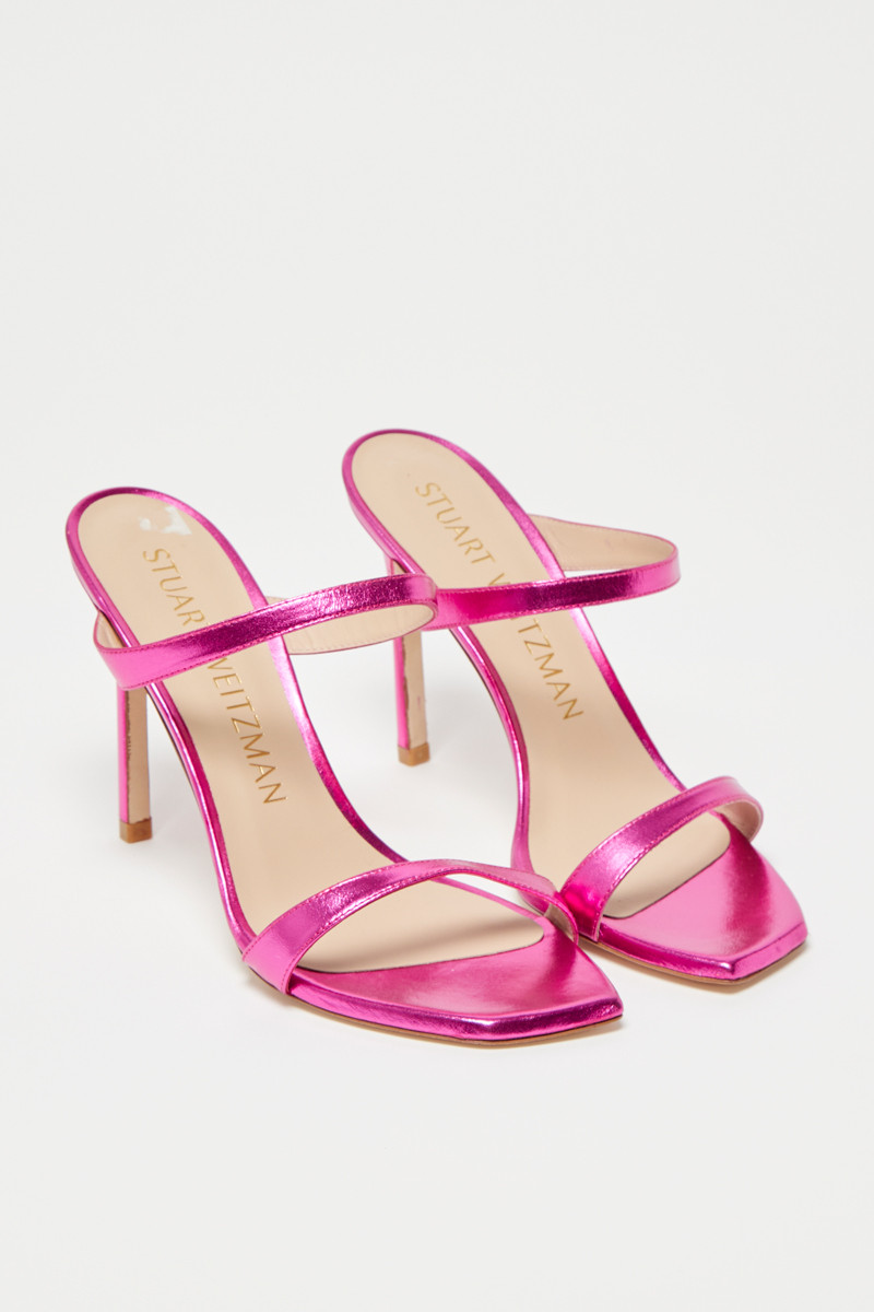 Mules à talons en cuir de veau Aleena - Fuchsia  - 02 - 33856223