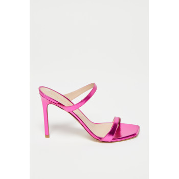 Mules à talons en cuir de veau Aleena - Fuchsia  - 02 - 33856223