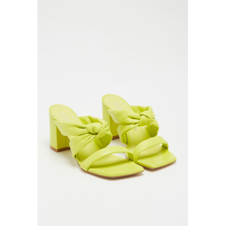 Mules à talons en cuir d agneau Playa - Vert - 02 - 33856225