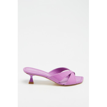 Mules à talons en cuir d agneau Miami - Lilas - 02 - 33856227