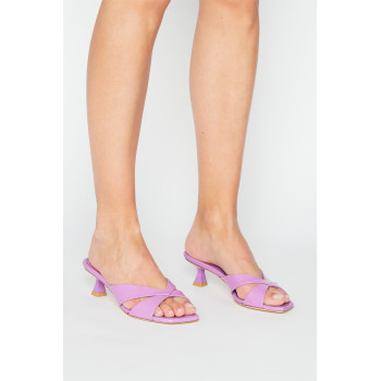 Mules à talons en cuir d agneau Miami - Lilas - 02 - 33856227