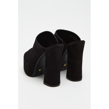 Mules à talons en cuir de chèvre nubuck Skyhi - Noir - 02 - 33856240