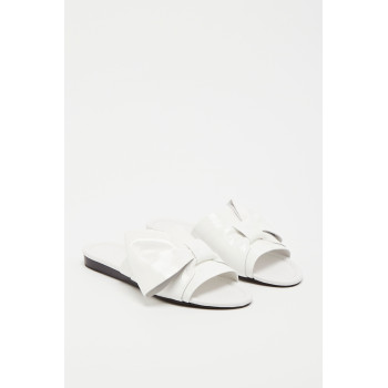 Mules en cuir verni - Blanc - 02 - 33981825