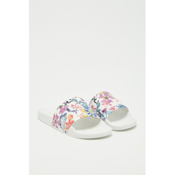 Mules en cuir Floral - Blanc  - 02 - 33702163