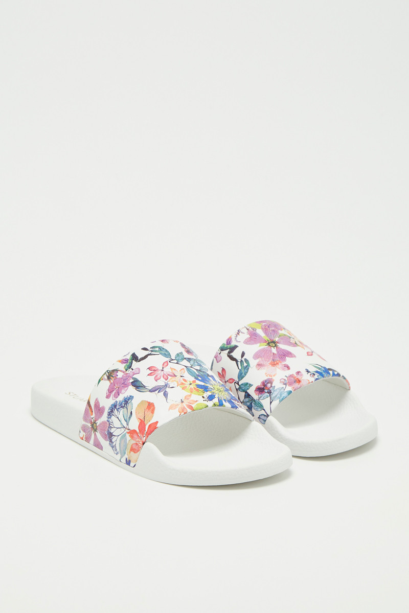 Mules en cuir Floral - Blanc  - 02 - 33702163