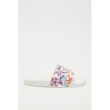 Mules en cuir Floral - Blanc  - 02 - 33702163