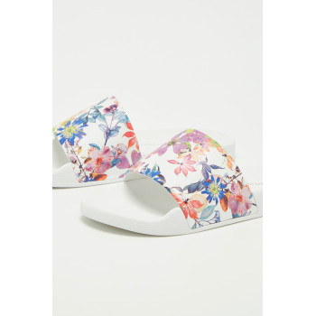 Mules en cuir Floral - Blanc  - 02 - 33702163