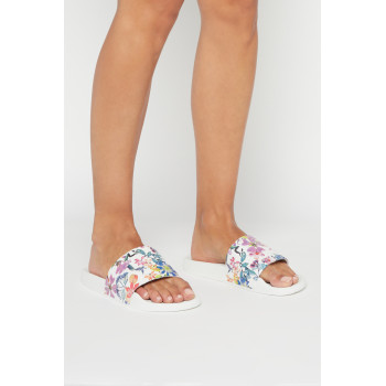 Mules en cuir Floral - Blanc  - 02 - 33702163