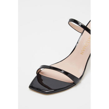 Mules à talons en cuir de veau verni Aleena - Noir  - 02 - 33702166